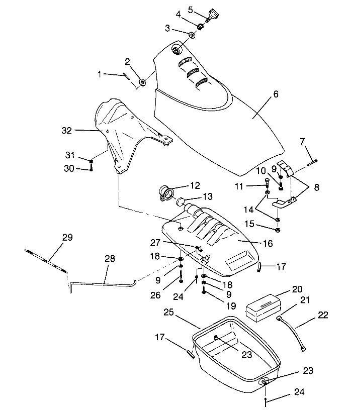 FRONT STORAGE COMPARTMENT SLX 780 B964287 and  Intl. SLX 780 I964287 (4937443744A008)