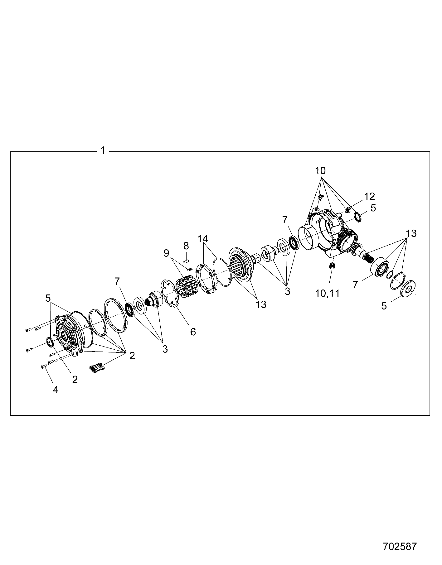 DRIVE TRAIN, FRONT GEARCASE INTERNALS - D24P2AD4B4/ED4B4/FD4B4/GD4B4/UD4B4/VD4B4/WD4B4/YD4B4 (702587)