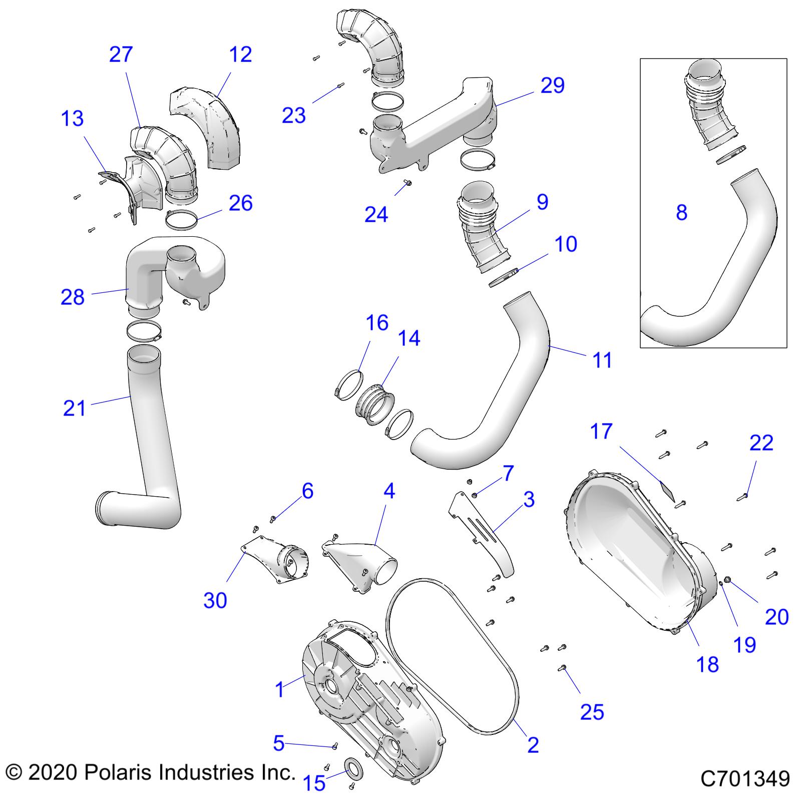 DRIVE TRAIN, CLUTCH COVER AND DUCTING - Z22NAM99AR (C701349)