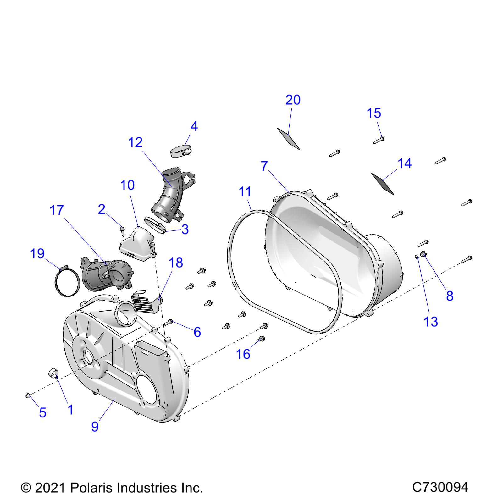 DRIVE TRAIN, CLUTCH COVER and DUCTING - R22MAA57B1/EB5/B9 (C730094)