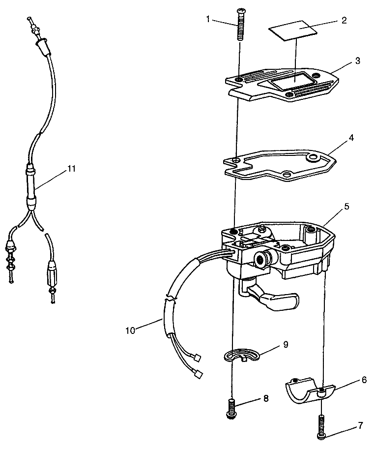 CONTROLS - THROTTLE ASM./CABLE XPRESS 300 W97CA28C and  XPRESS 400L W97CA38 (4939603960B014)