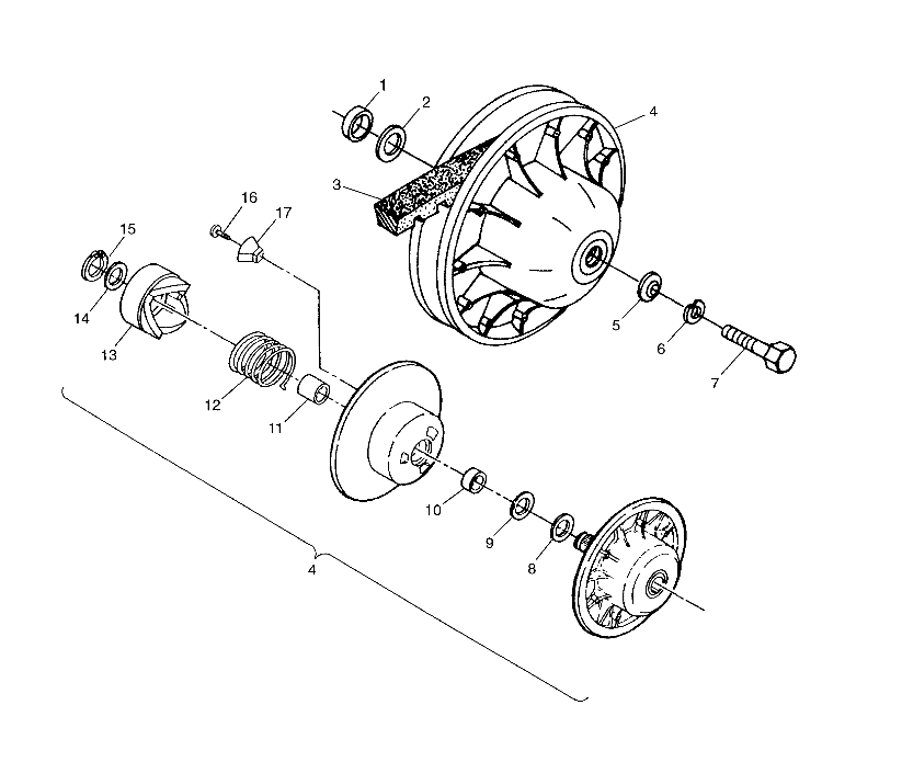 DRIVEN CLUTCH XPRESS 300 W97CA28C and  XPRESS 400L W97CA38C (4939603960C006)