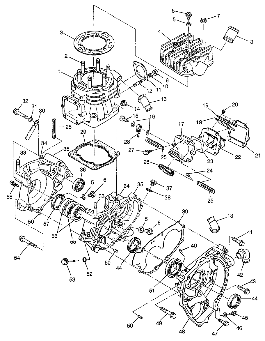 CRANKCASE and CYLINDER (400L) XPRESS 400L W97CA38C (4939603960D005)