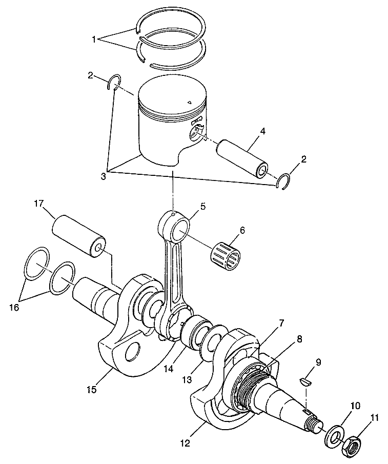 CRANKSHAFT and PISTON (300) XPRESS 300 W97CA28C (4939603960D007)