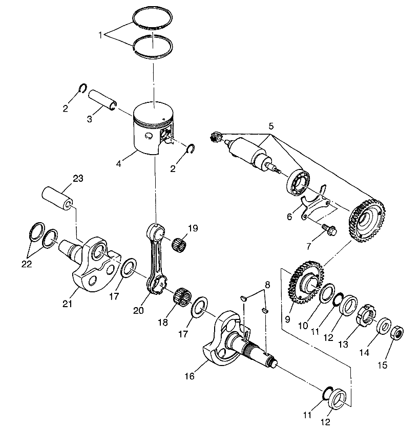 PISTON and CRANKSHAFT Sportsman 400L W97AC38C (4939673967C014)