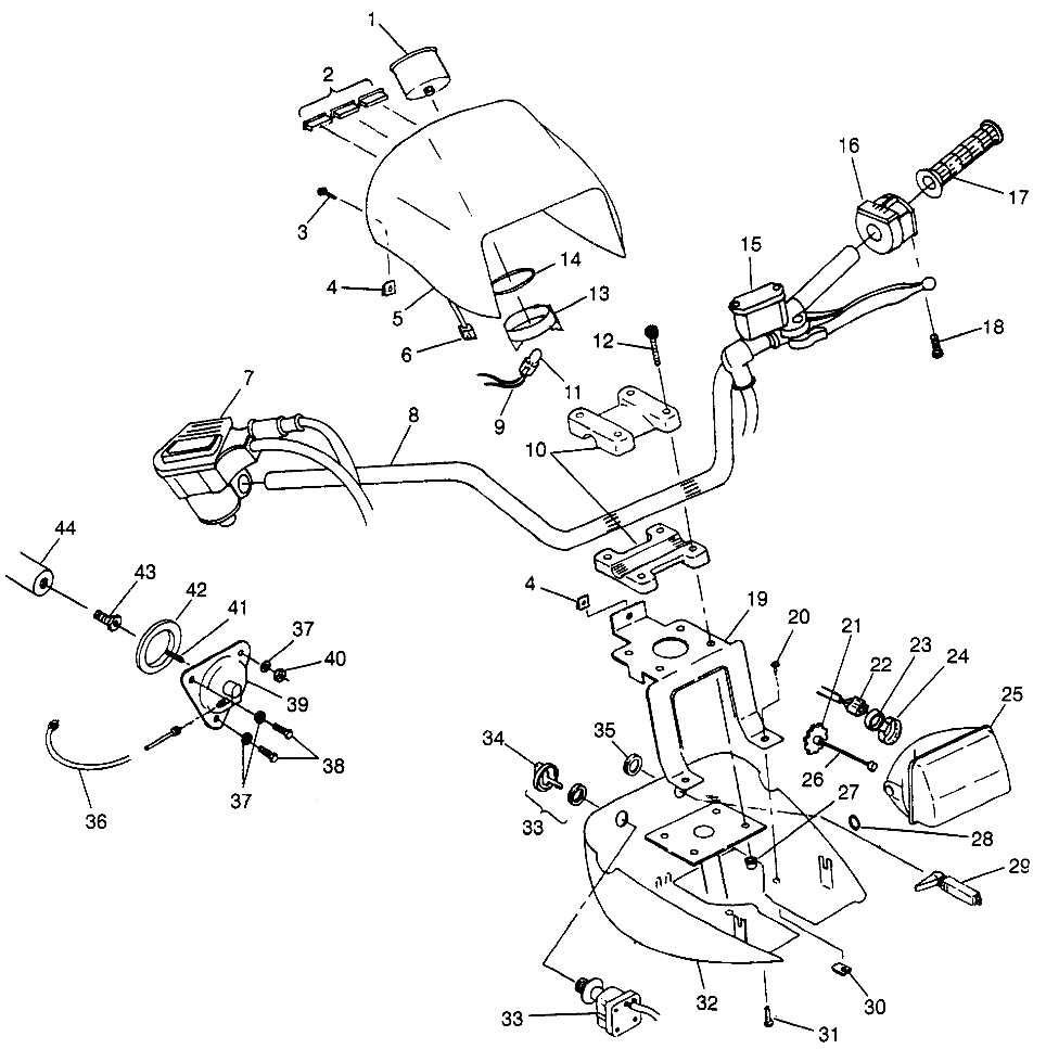 HANDLEBAR and HEADLIGHT POD XPLORER 400L W97CC38C (4939753975B011)