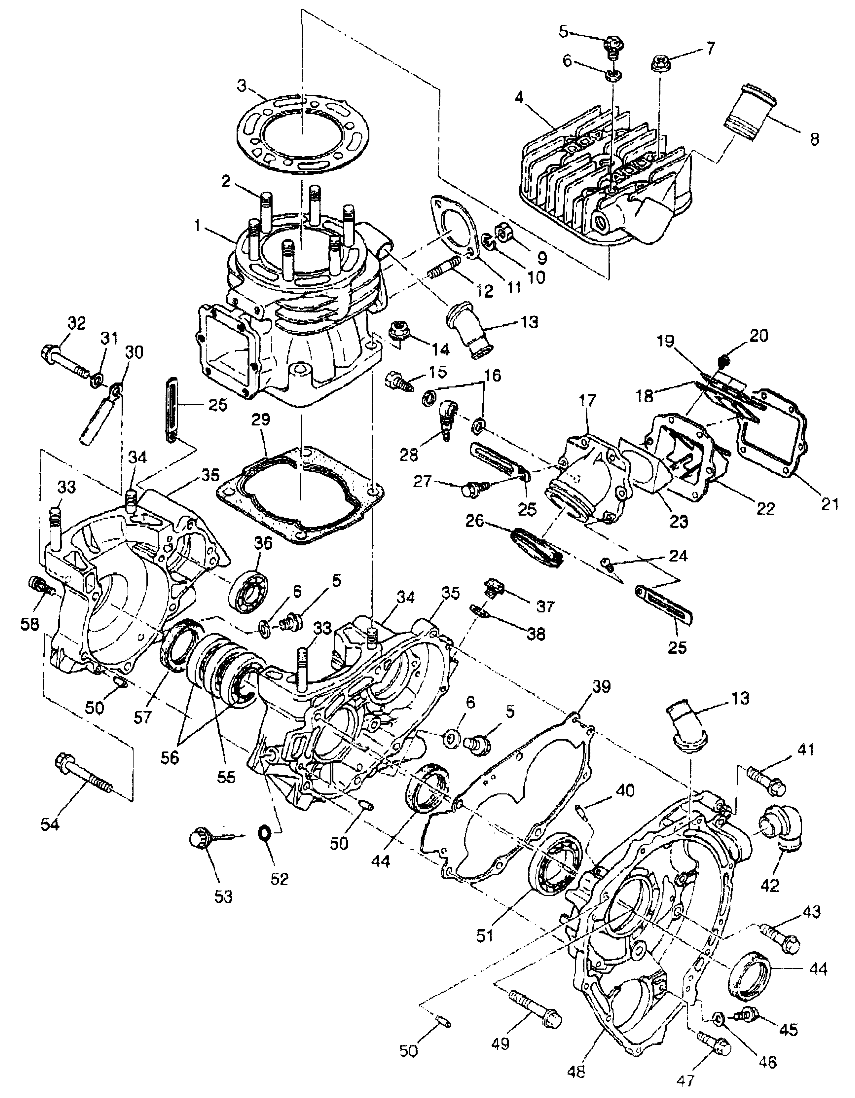 CRANKCASE and CYLINDER XPLORER 400L W97CC38C (4939753975C013)