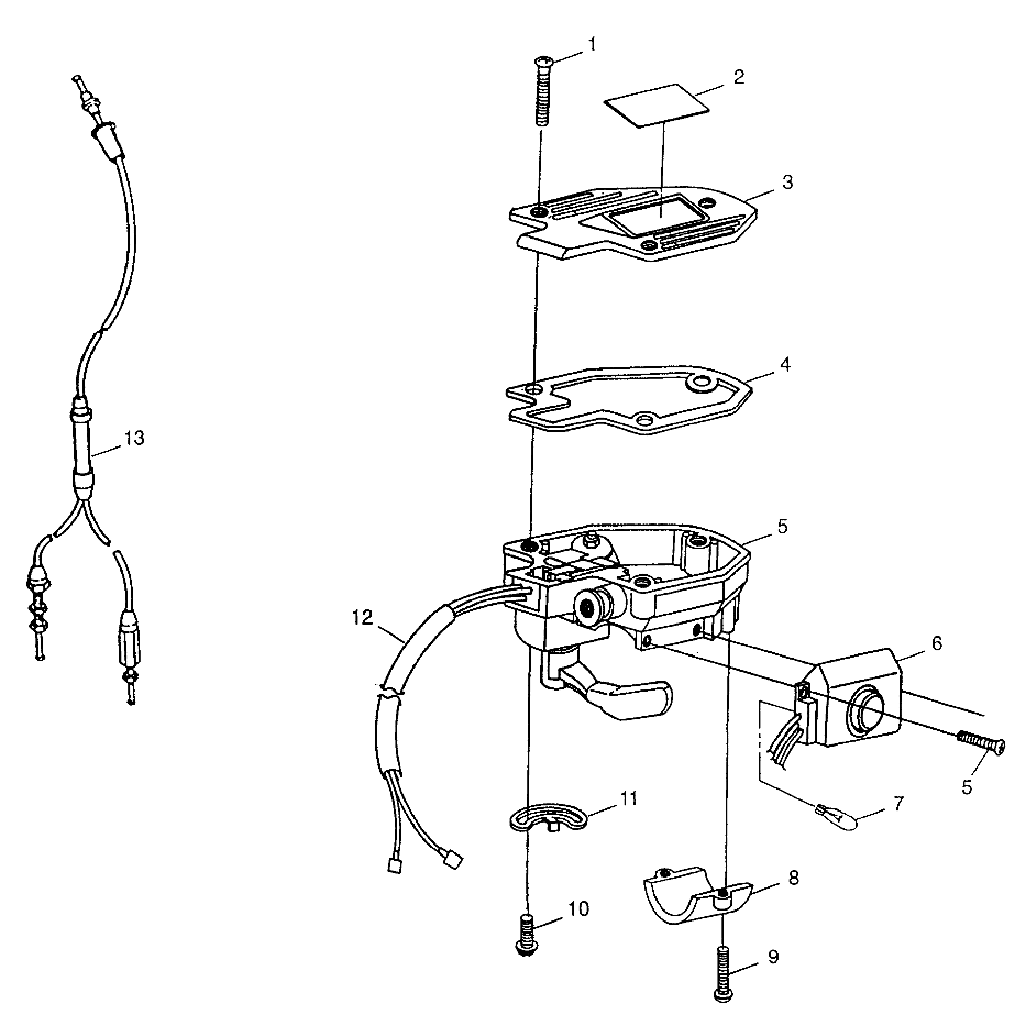 CONTROLS - THROTTLE ASM./CABLE XPLORER 300 W97CC28C (4939813981B009)