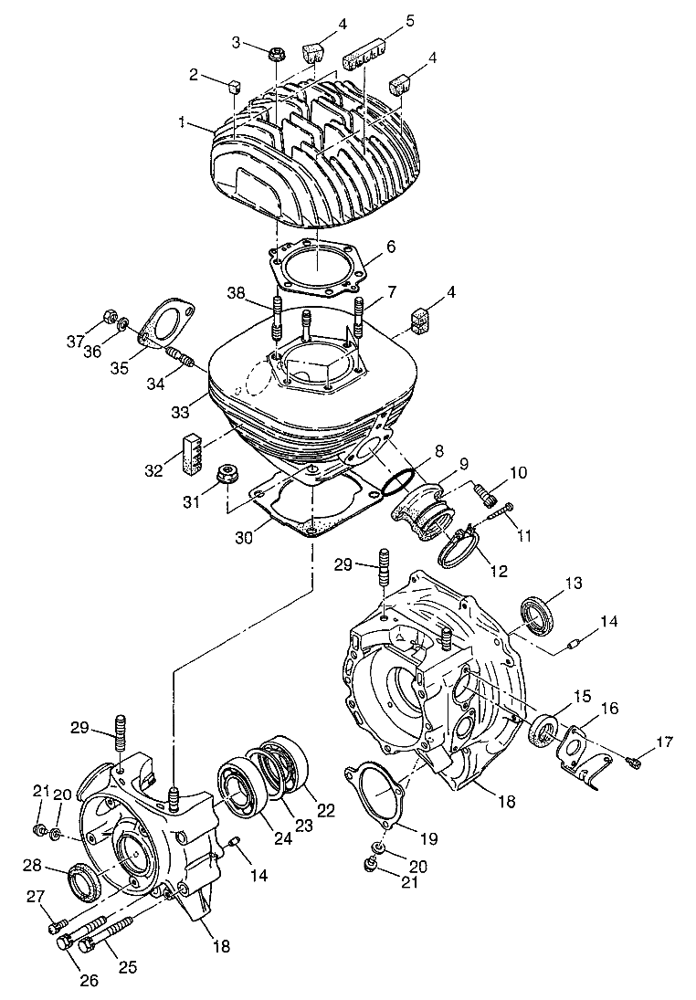 CRANKCASE and CYLINDER XPLORER 300 W97CC28C (4939813981C013)