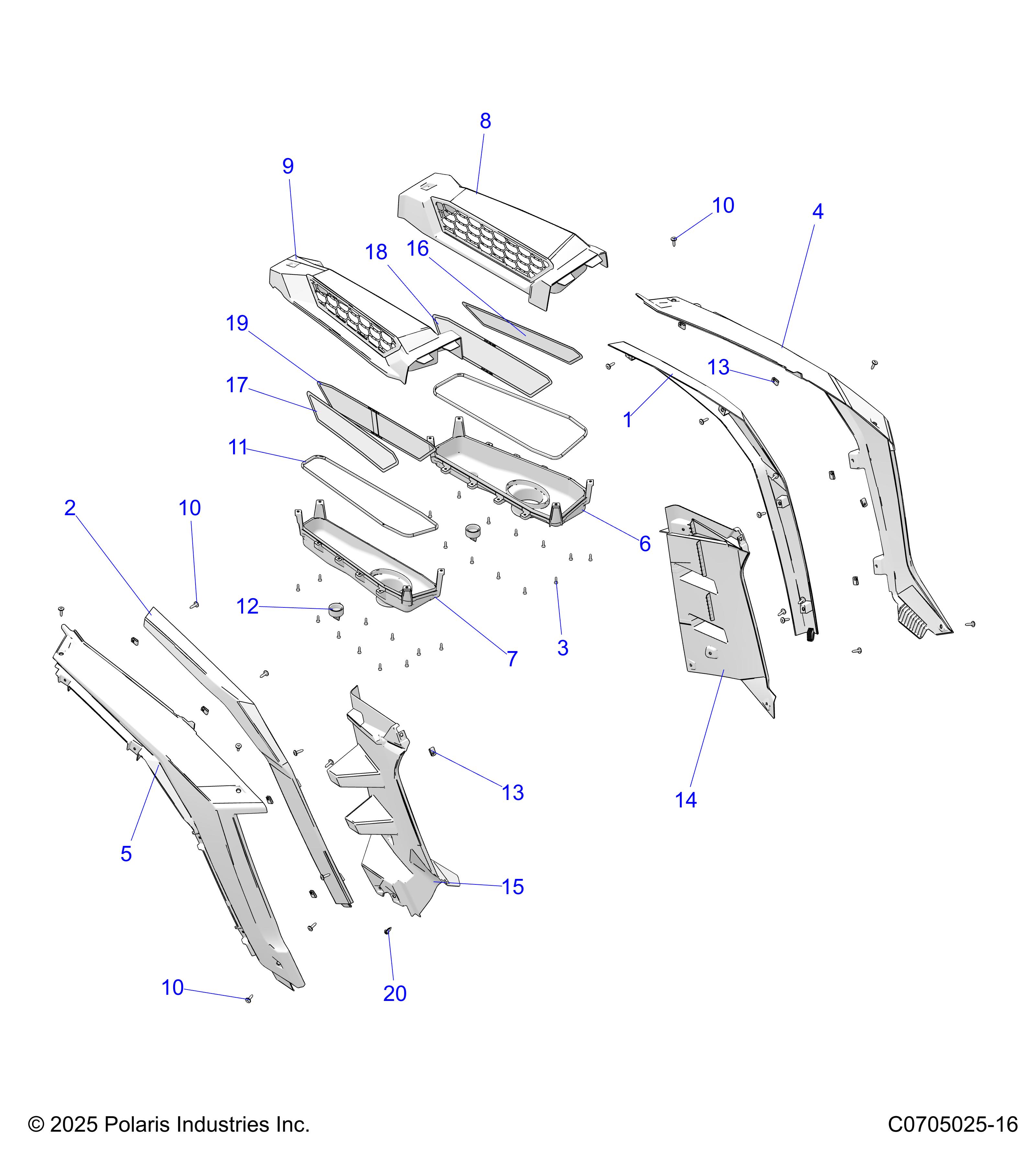 BODY, REAR FENDERS AND BEZELS- Z25NME99N4 (C0705025-16)