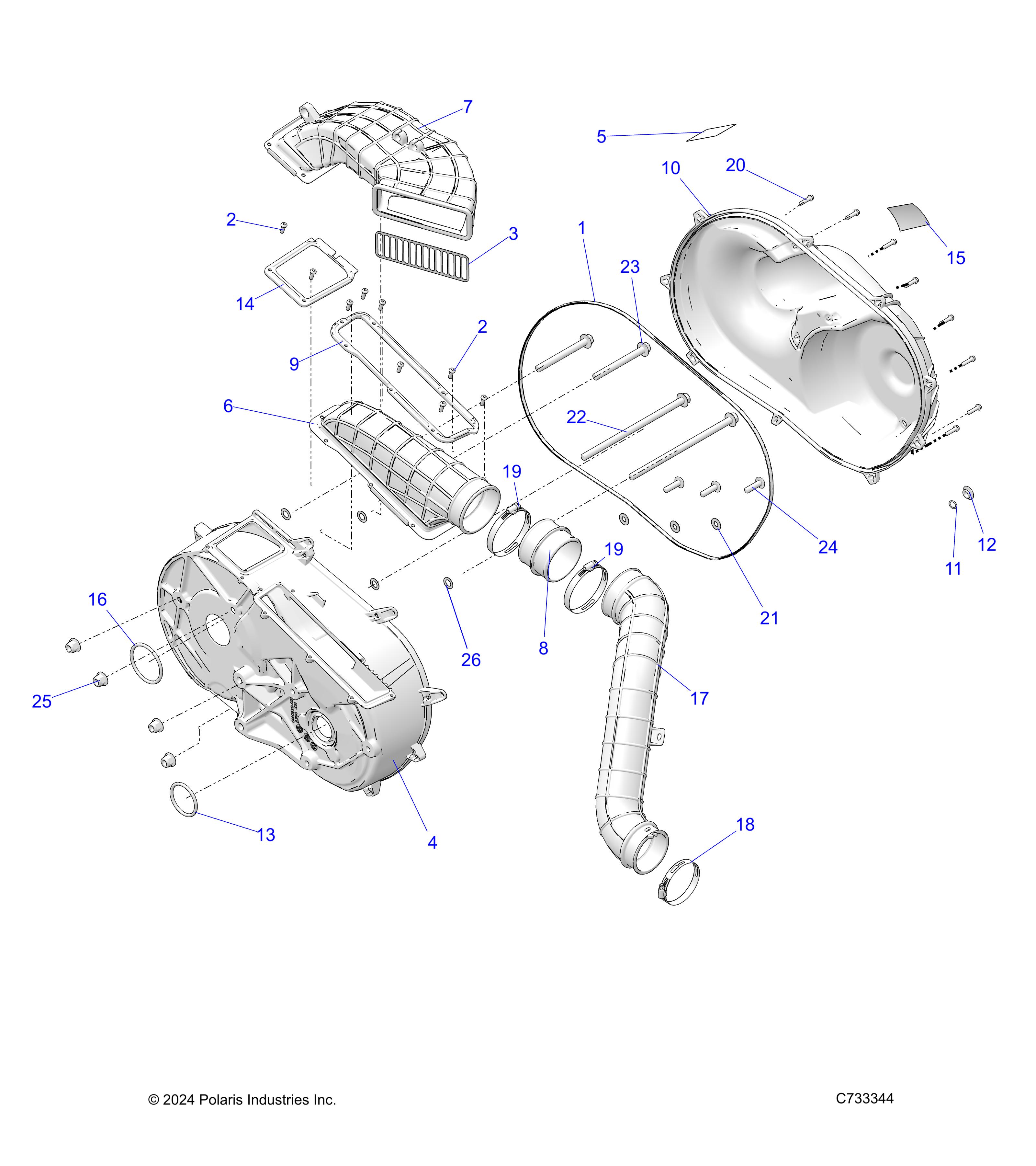 DRIVE TRAIN, CLUTCH COVER AND DUCTING - R25RRED4JA (C733344)