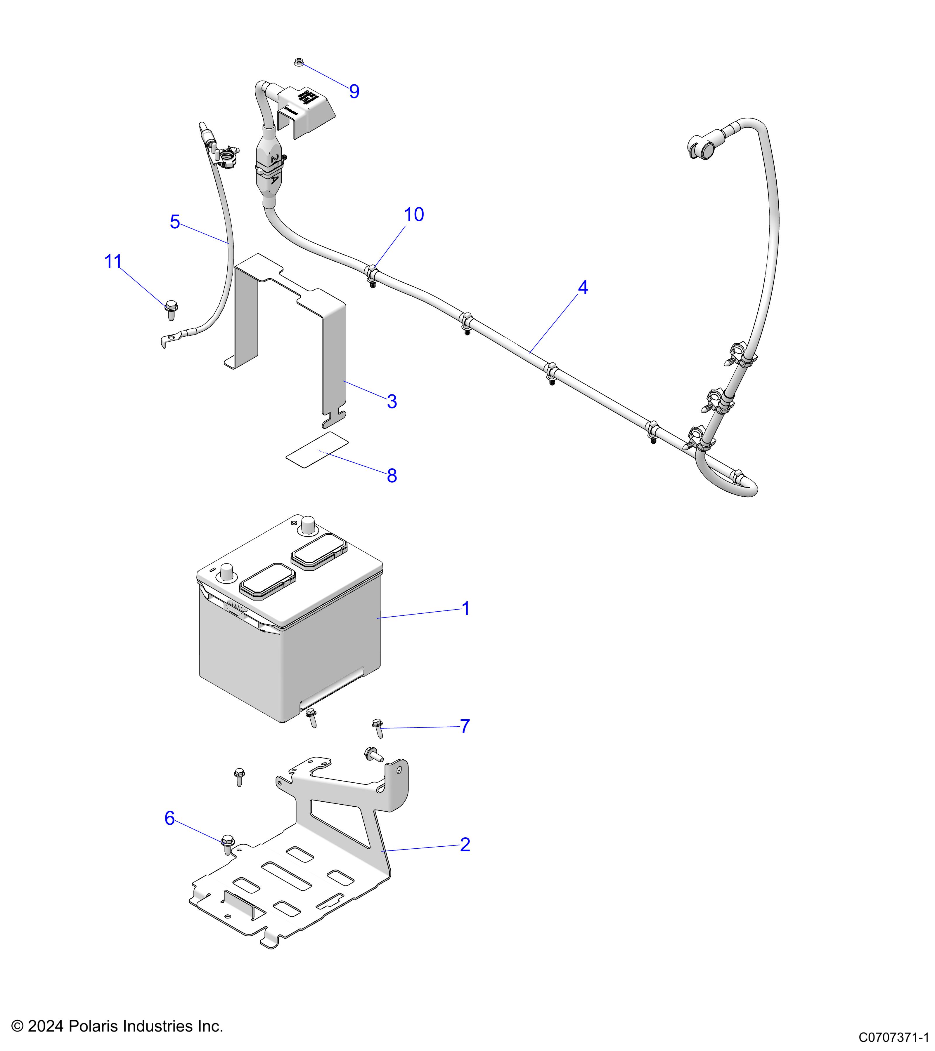 ELECTRICAL, BATTERY WITH CABLES, 12V - D25E3CC2B4/UC2B4 (C0707371-1)