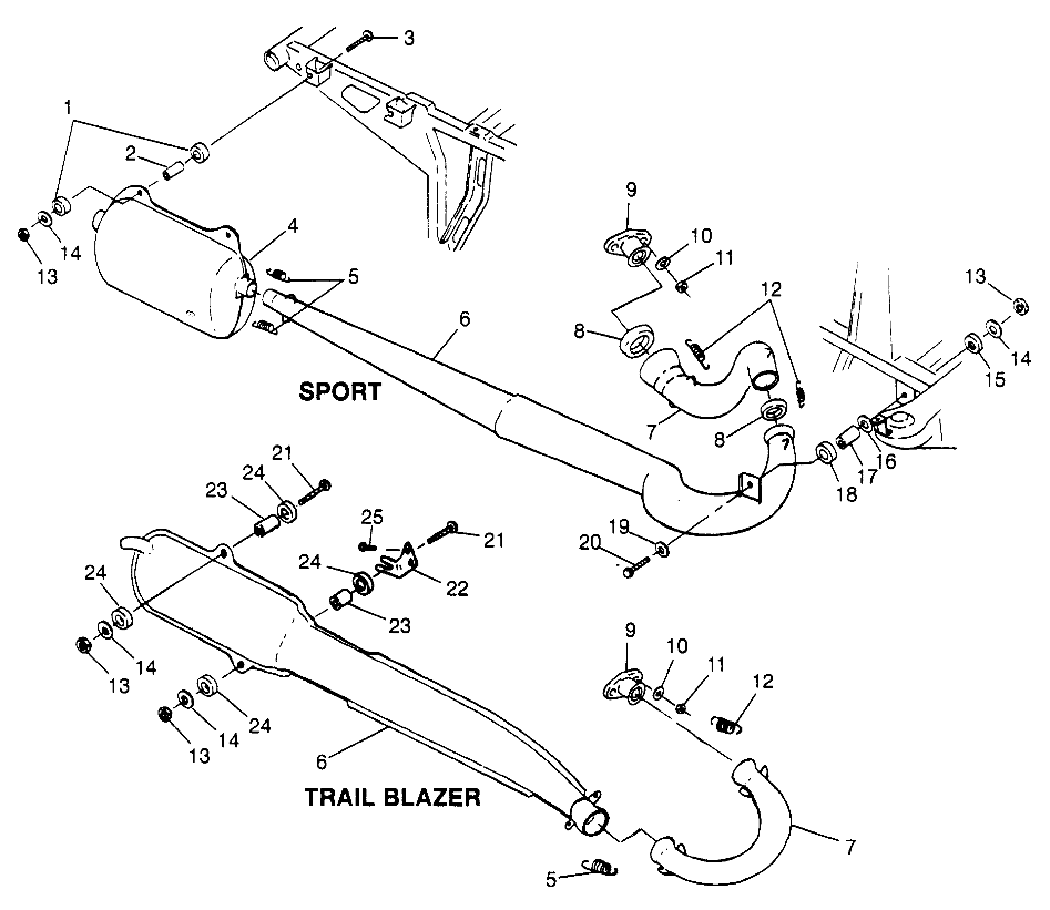 EXHAUST SYSTEM Sport 400L W97BA38C and Trail Blazer W97BA25C (4940124012A011)