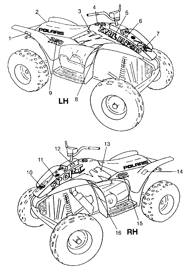 DECALS Sport 400L W97BA38C and Trail Blazer W97BA25C (4940124012A012)