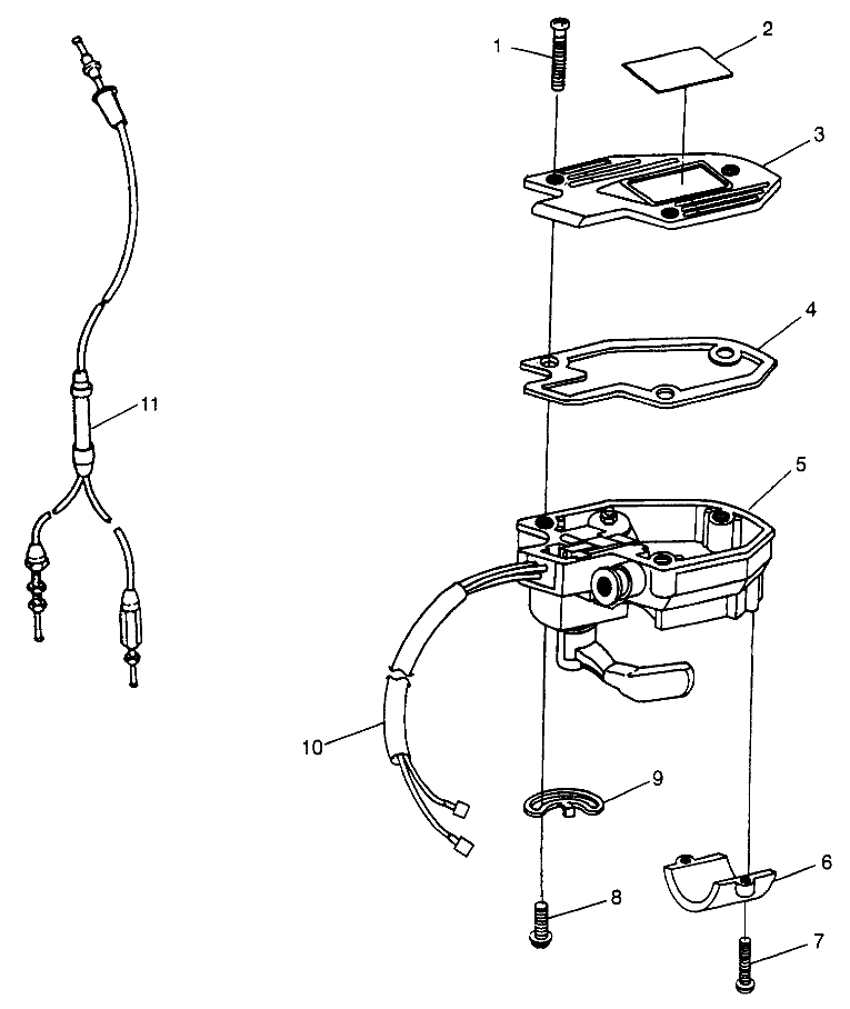 CONTROLS - THROTTLE ASM./CABLE Sport 400L W97BA38C and Trail Blazer W97BA25 (4940124012B009)