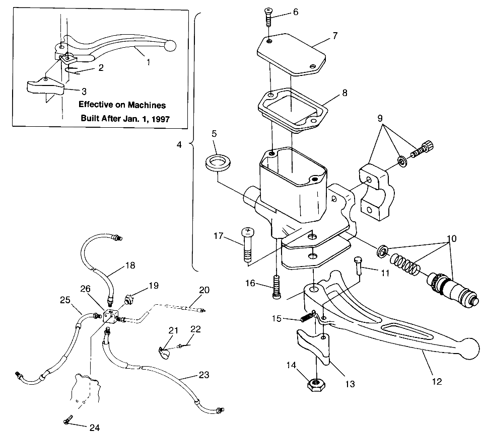 CONTROLS - MASTER CYLINDER/BRAKE LINE Sport 400L W97BA38C and Trail Blazer (4940124012B010)