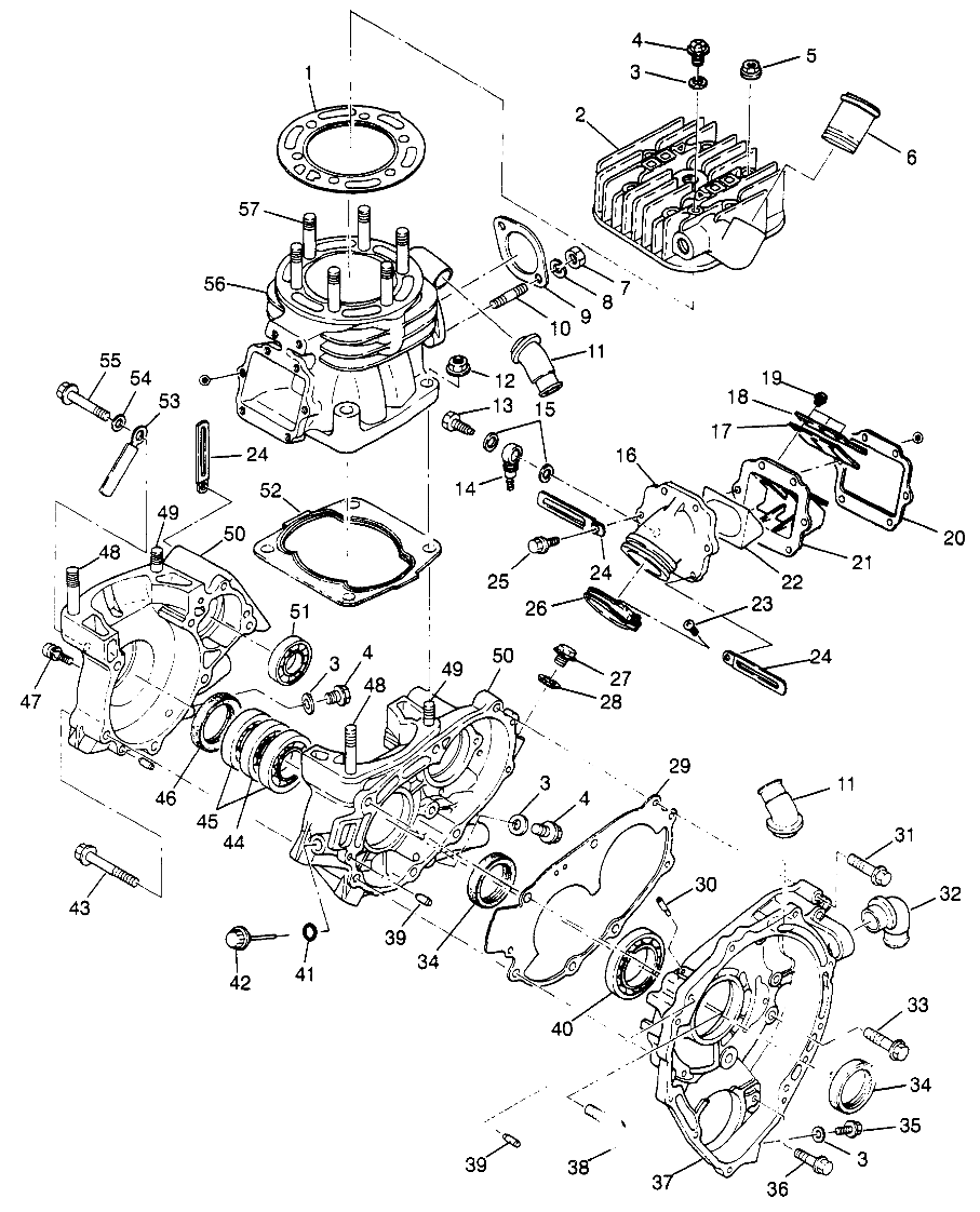 CRANKCASE and CYLINDER (SPORT) Sport 400L W97BA38C (4940124012C011)