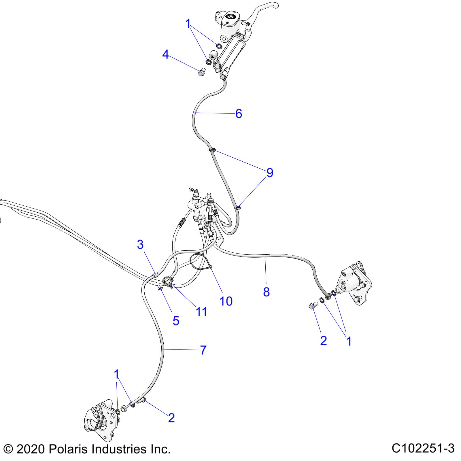 BRAKES, BRAKE LINES, FRONT - A22SDE57P4 (C102251-3)