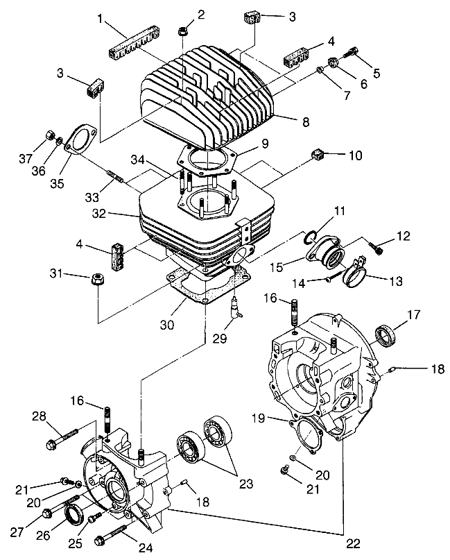 CRANKCASE and CYLINDER Trail Boss W97AA25C (4940574057C007)