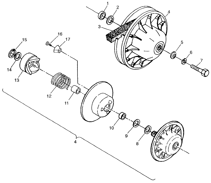 DRIVEN CLUTCH Magnum 2X4 W97AA42A (4940704070B012)