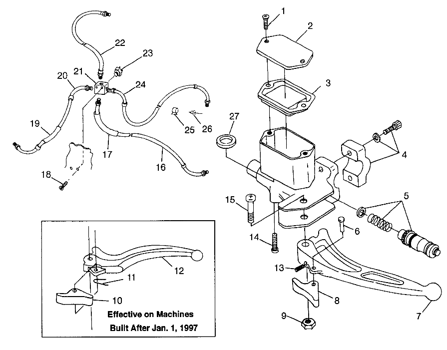 CONTROLS - MASTER CYLINDER/BRAKE LINE Magnum 6X6 W97AE42A and Swedish Magnu (4940754075B013)