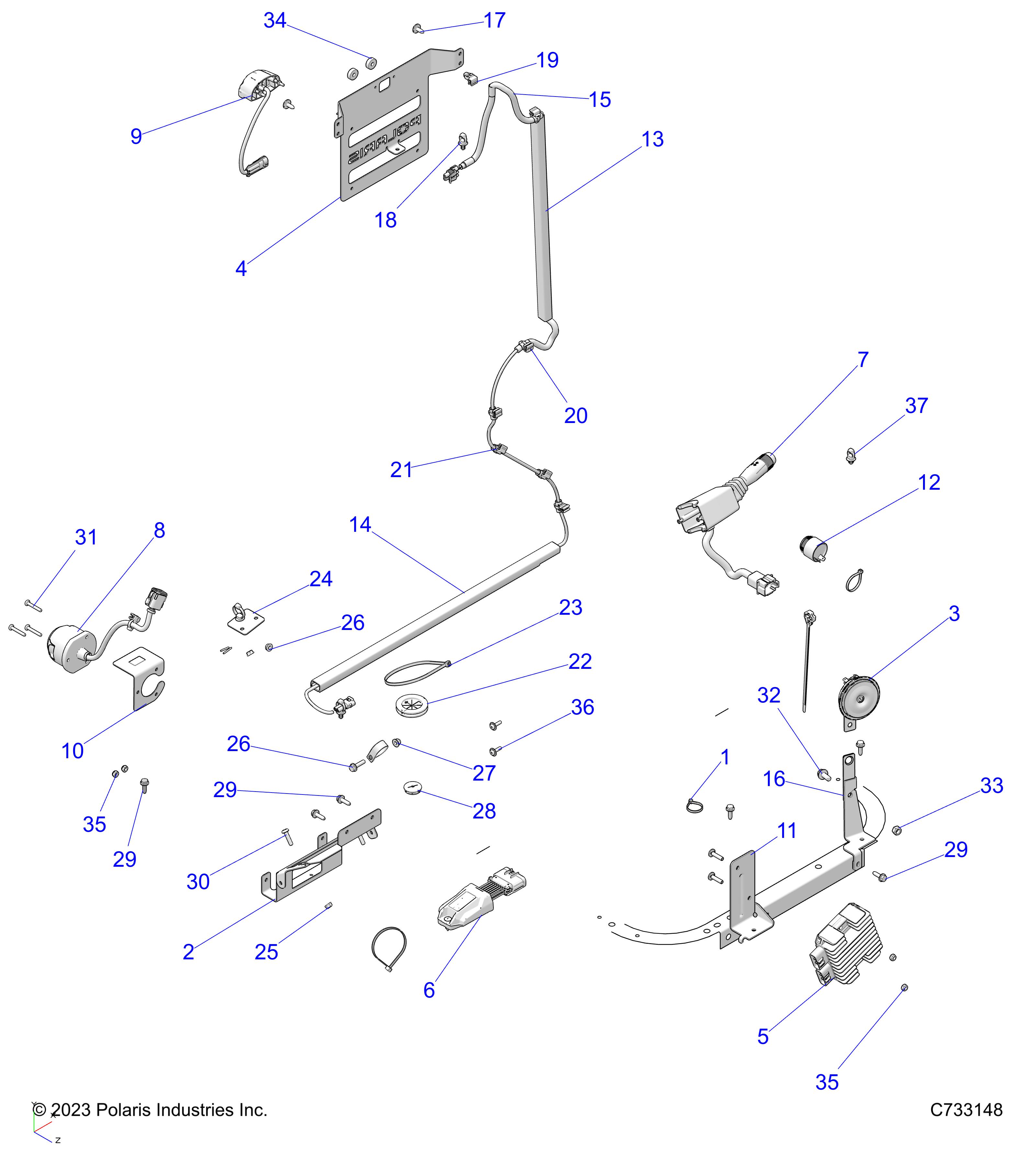 ELECTRICAL, WIRE HARNESS COMPONANTS, AND LICENSE PLATES  - R24MAS57D4 (C733148)