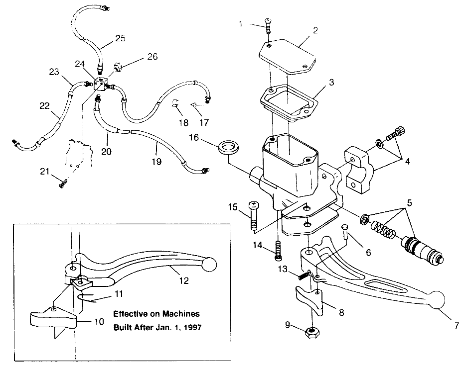 CONTROLS - MASTER CYLINDER/BRAKE LINE BIG BOSS 6X6 400L W97AE38A (4940814081B013)