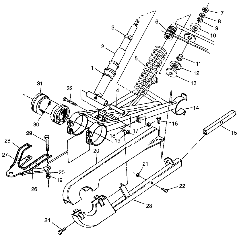 SWING ARM WELDMENT (REAR) BIG BOSS 6X6 400L W97AE38A (4940814081C014)