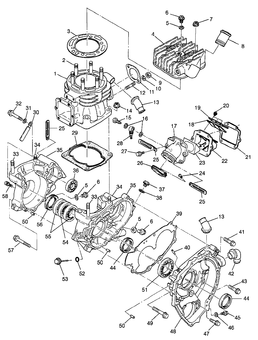 CRANKCASE and CYLINDER BIG BOSS 6X6 400L W97AE38A (4940814081D007)