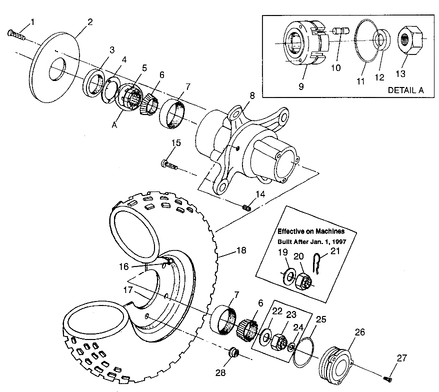 FRONT WHEEL Magnum 4X4 W97AC42A, Swedish Magnum 4X4 S97AC42E and Norwegian (4940834083B003)