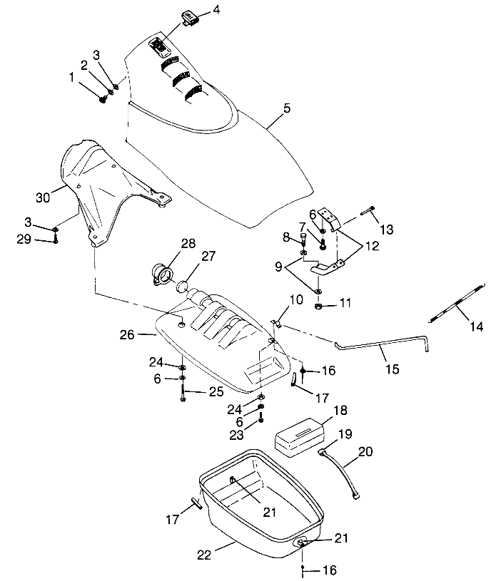 FRONT STORAGE COMPARTMENT SL 700 B974071, Intl. SL 700 I974071 and SL 700 D (4940874087A009)