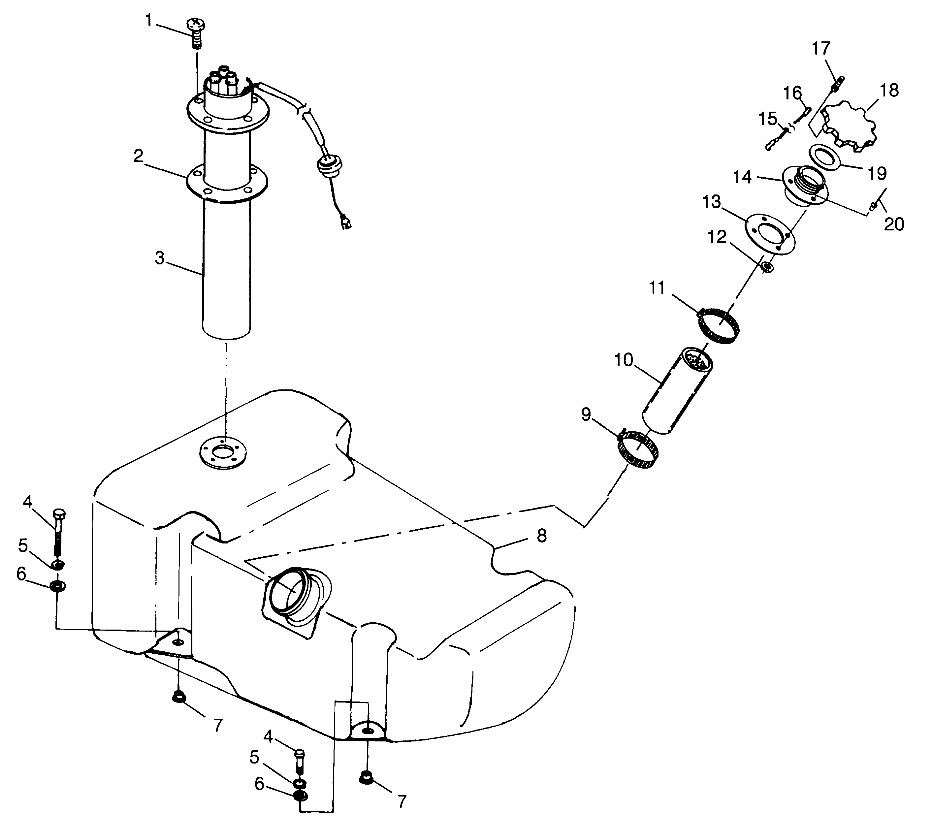 FUEL TANK SL 700 B974071, Intl. SL 700 I974071, SL 700 Deluxe B974072 and I (4940874087A010)