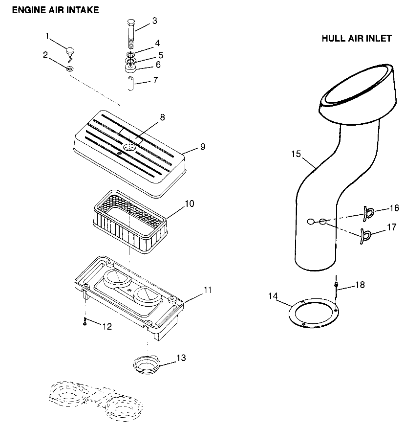 ENGINE AIR INTAKE/HULL AIR INLET (Intl. SL 700/Intl. DELUXE) Intl. SL 700 I (4940874087B010)