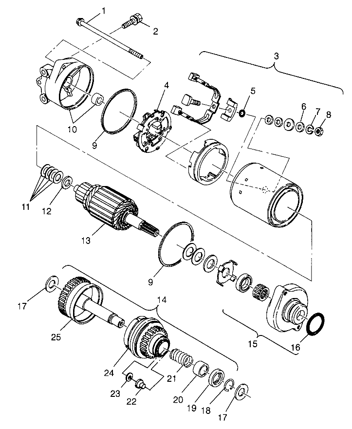 STARTING MOTOR SL 700 B974071, Intl. SL 700 I974071, SL 700 Deluxe B974072 (4940874087C013)