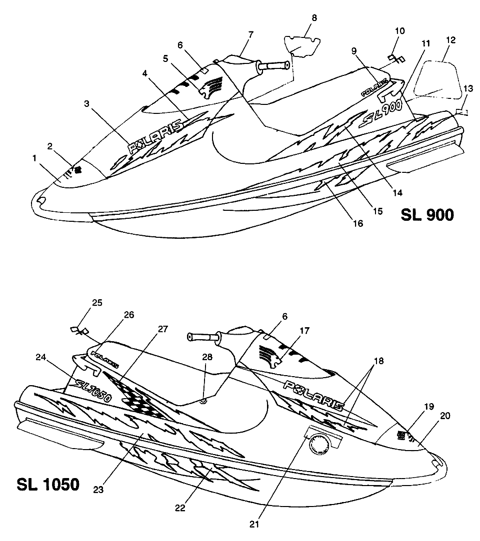 DECALS SL 900 B974091 and SL 1050 B974090 (4940974097A007)