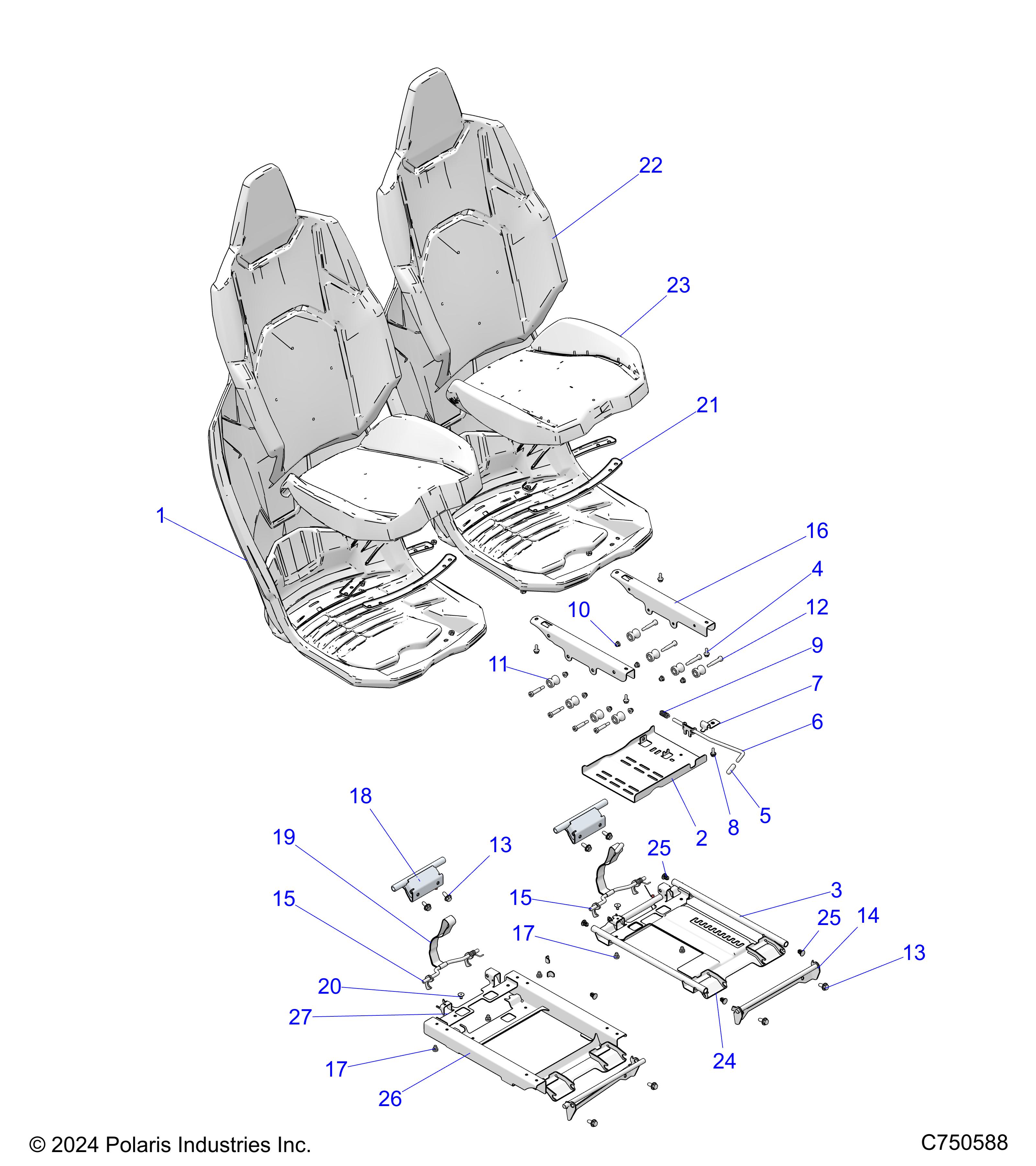 BODY, SEAT ASM. AND SLIDER, FRONT - Z25NMB99A4/B4 (C750588)