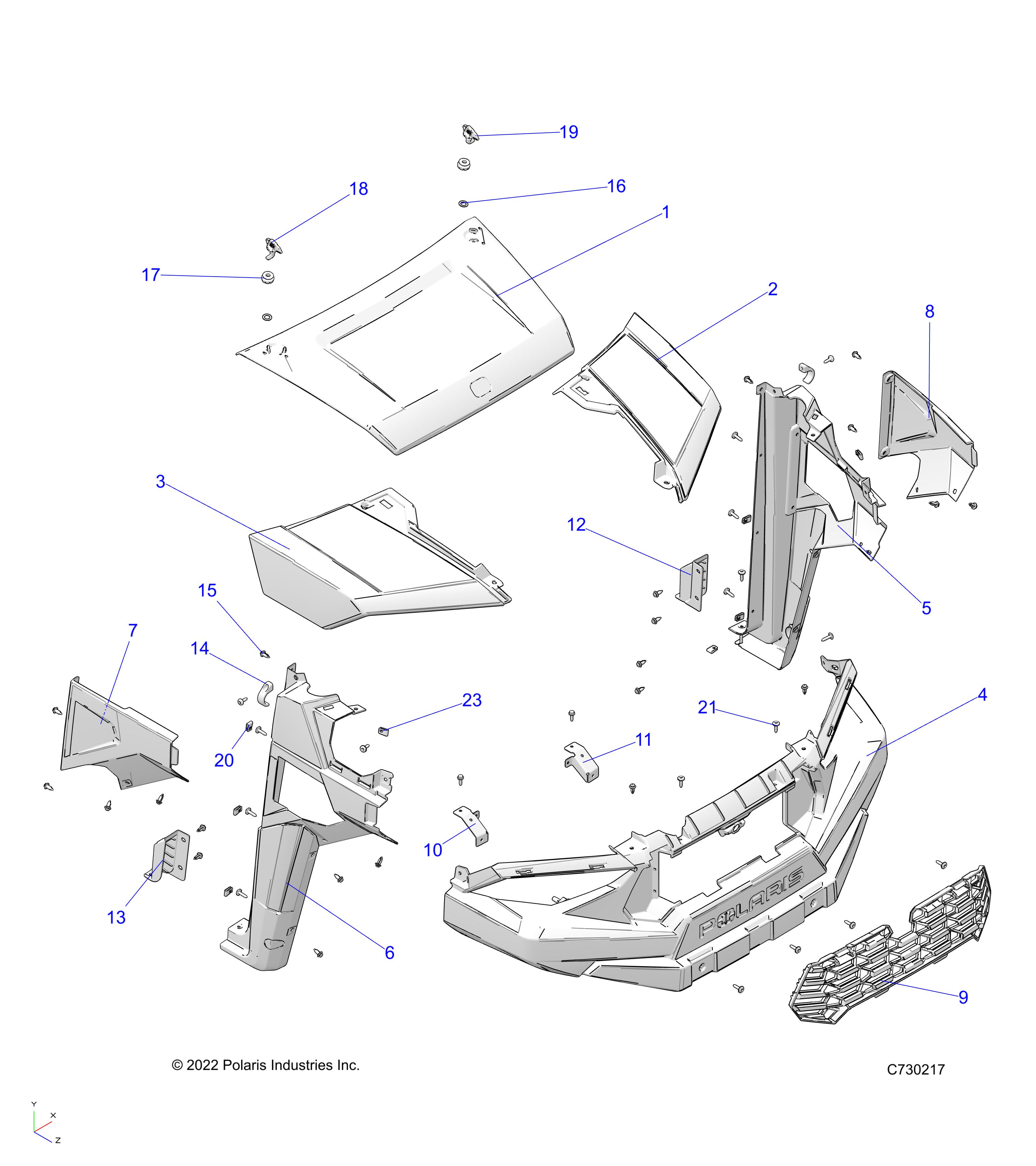 BODY, HOOD, and FRONT FENDERS - R23MAA57F1/SC1/C9/CK/F1/F9 (C730213)