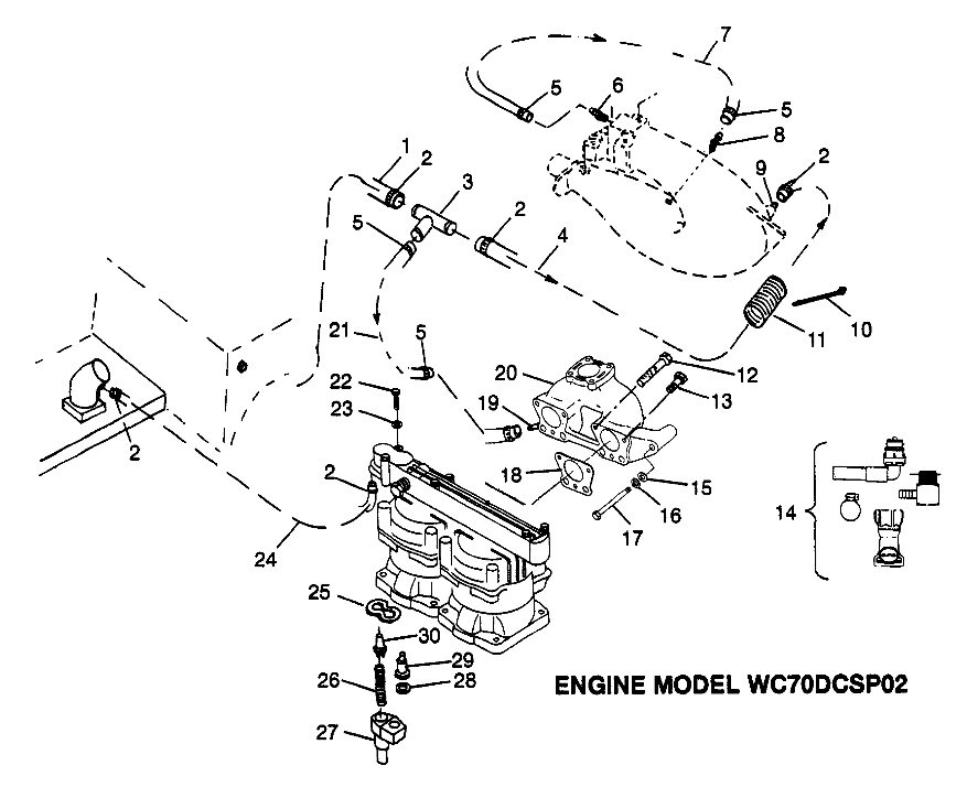 COOLING SYSTEM - ENGINE MODEL WC70DCSP02 SLT 700 B974572 (4941124112B008)