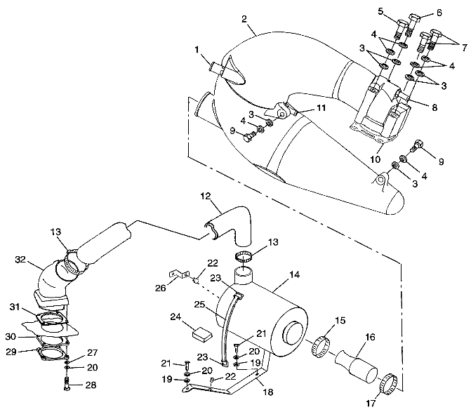 EXHAUST SYSTEM SLTX B974590 and INTL. SLTX I974590 (4941214121B004)