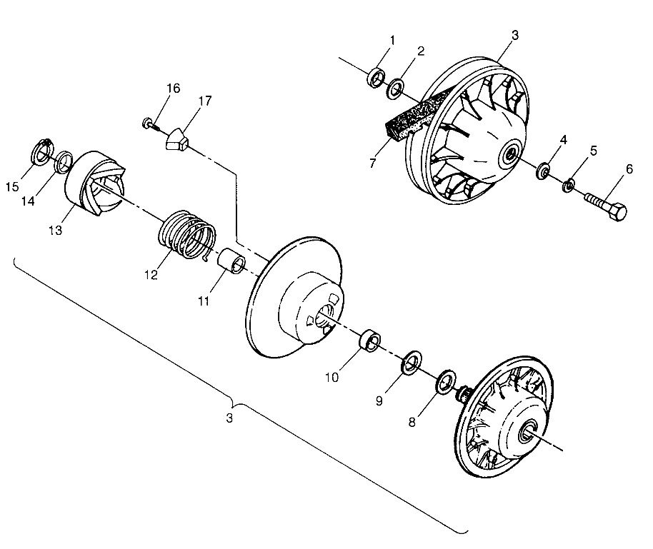 DRIVEN CLUTCH  XPLORER 500 W97CD50A (4941354135C004)