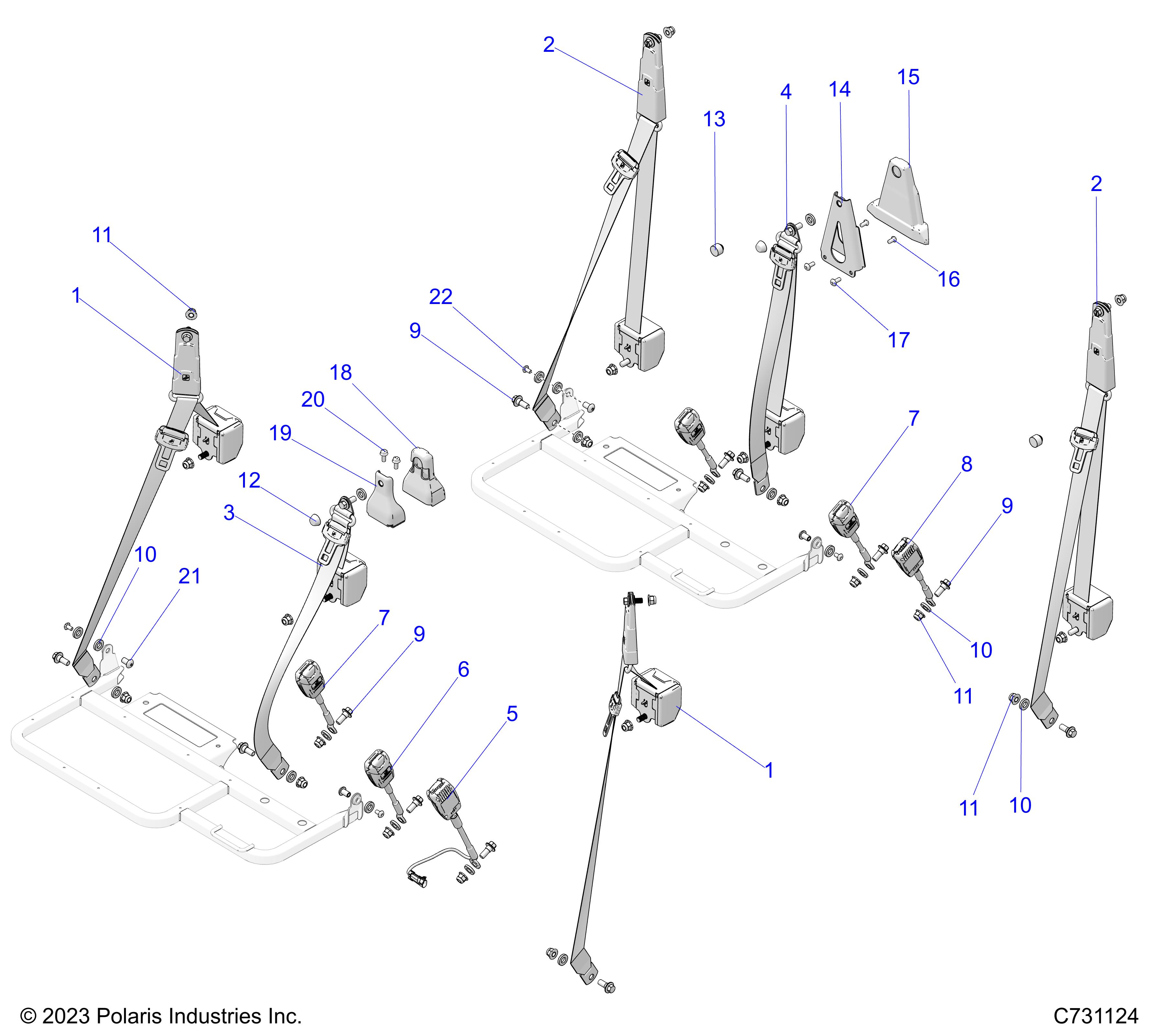 BODY, SEAT BELT ASM. - R24X6W1RAH/AS/A9/BH/BS/B9 (C731124)