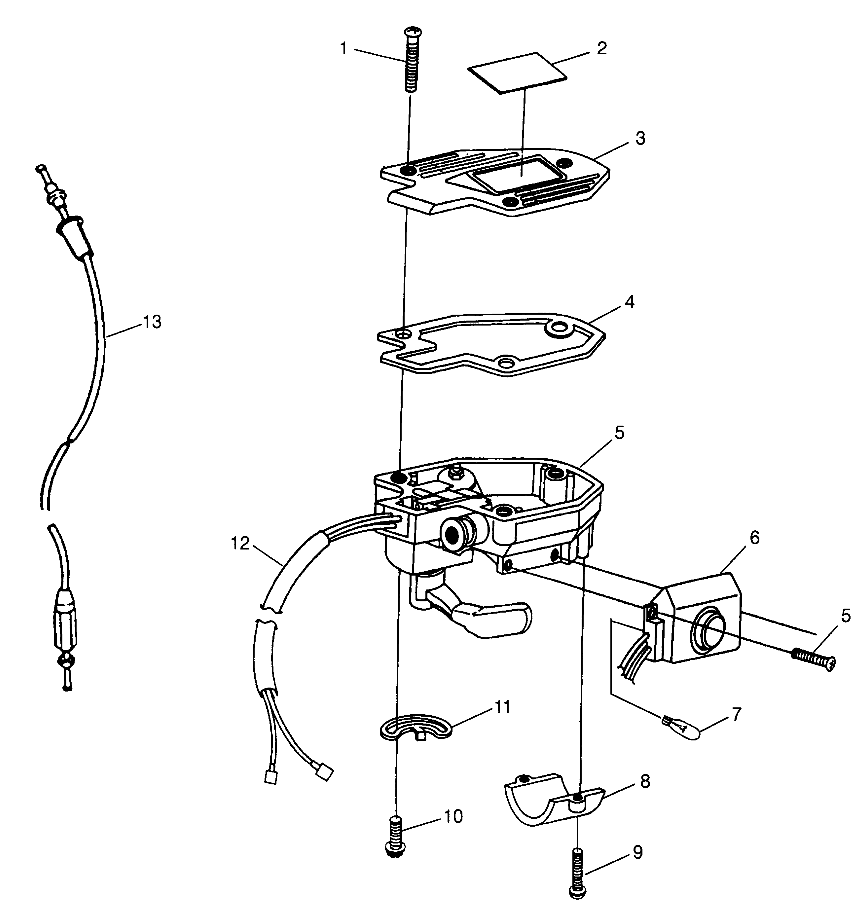 CONTROLS - THROTTLE ASM./CABLE  Scrambler 500 W97BC50A (4943074307B012)