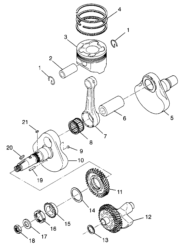 CRANKSHAFT and PISTON  Scrambler 500 W97BC50A (4943074307D004)