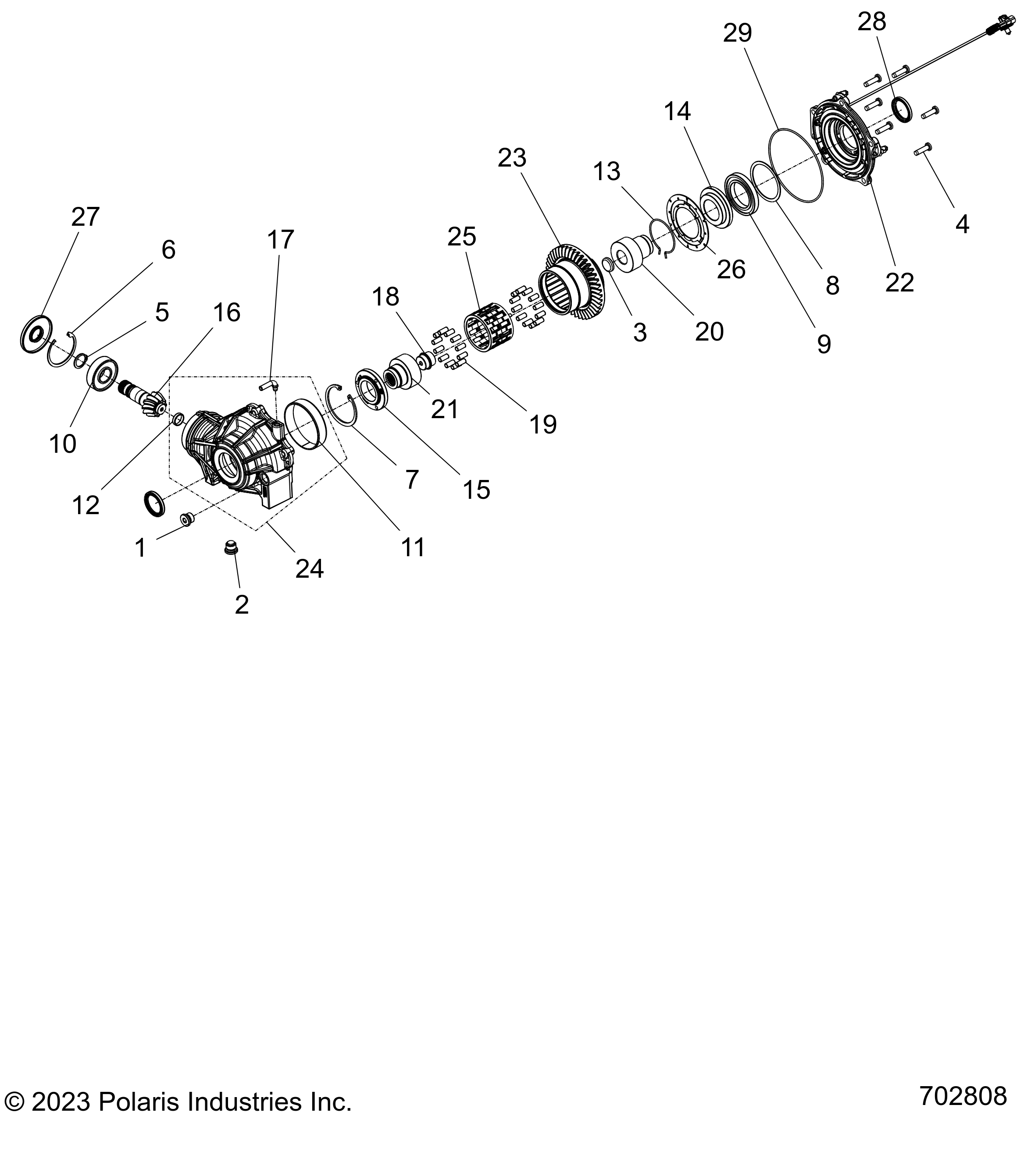 DRIVE TRAIN, FRONT GEARCASE INTERNALS - R25MAA57L1 (702808-1)