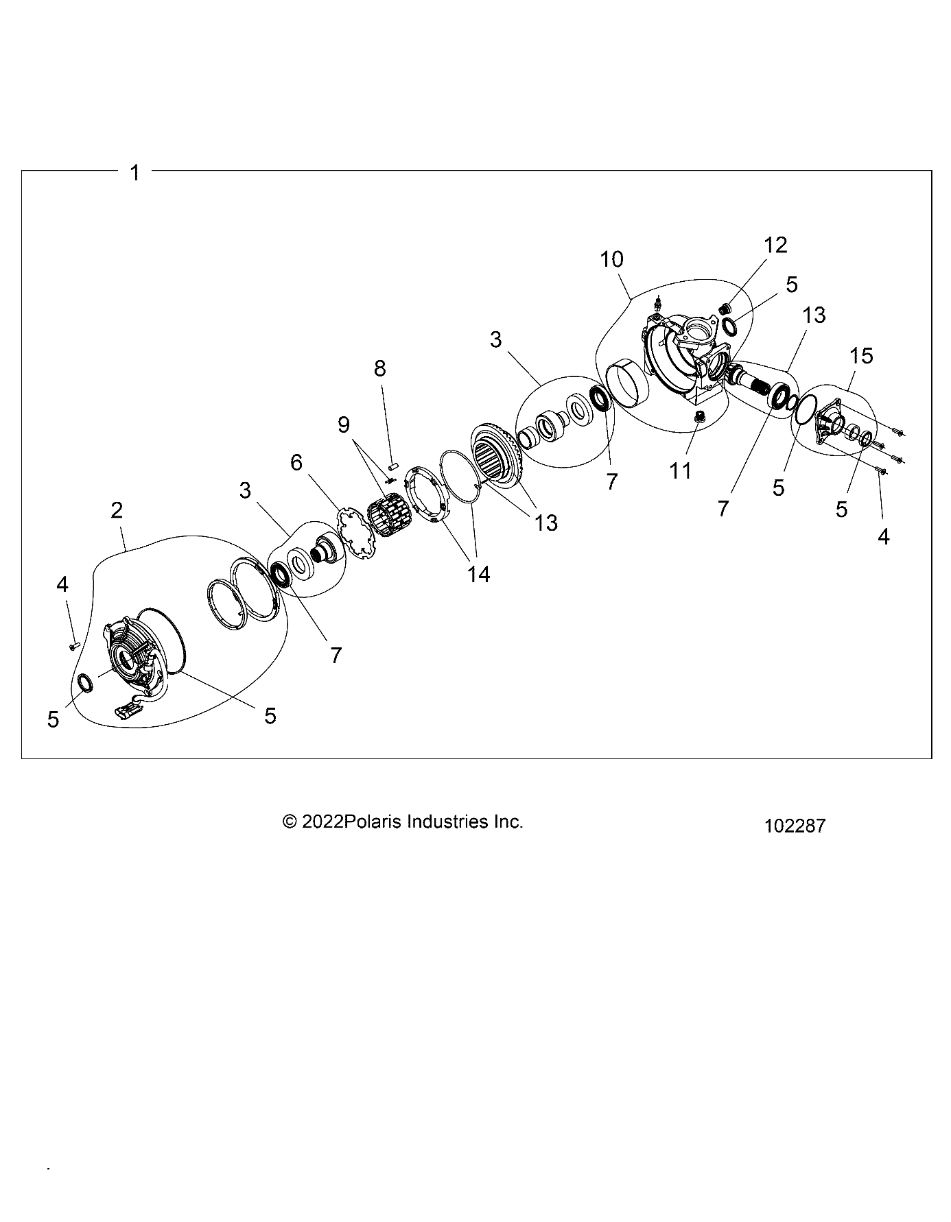 DRIVE TRAIN, FRONT GEARCASE INTERNALS - A25SVA85A4 (102287)