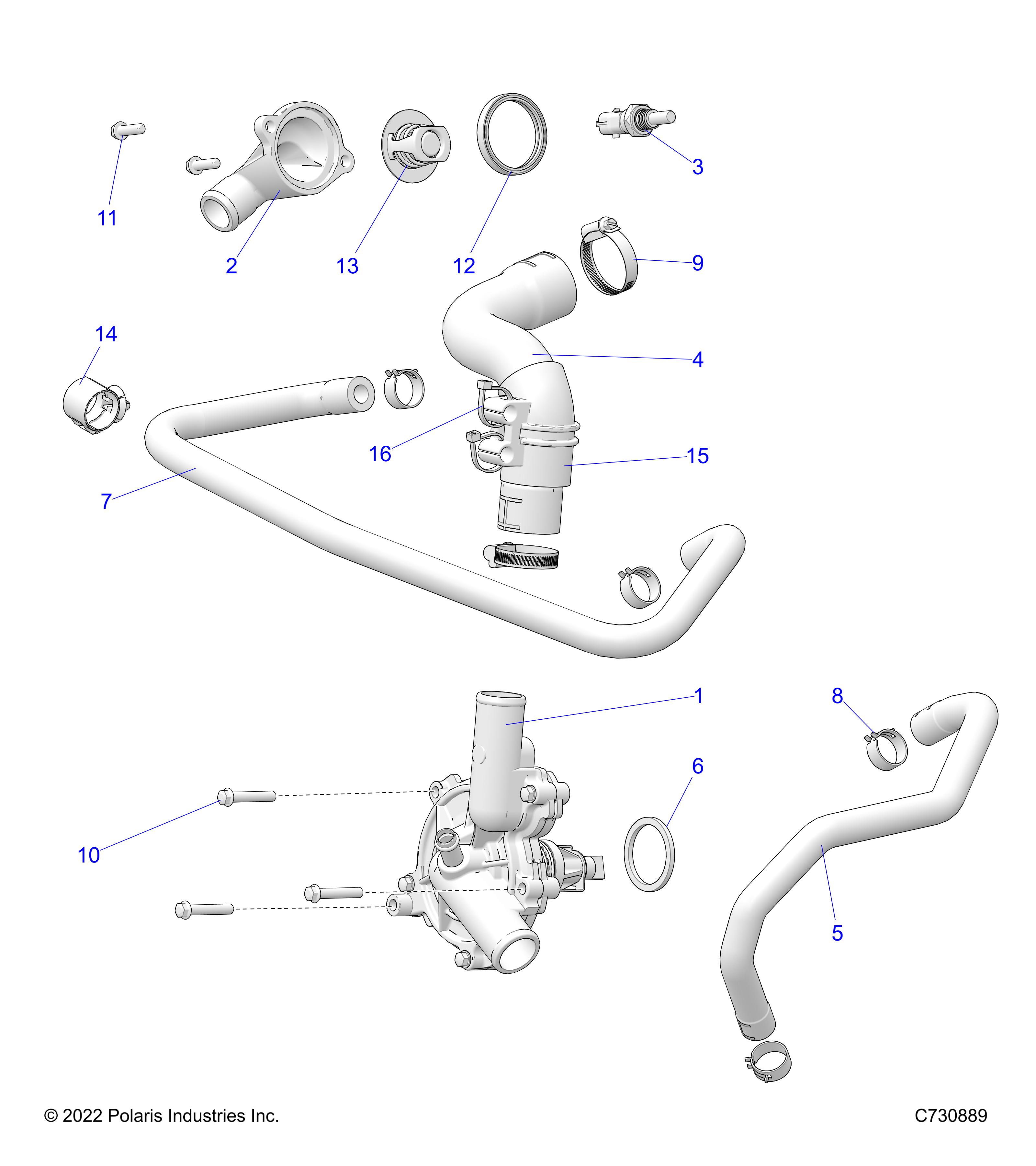 ENGINE, WATERPUMP AND BYPASS - R23TAE99AD/BD/AP/BP (C0703903)