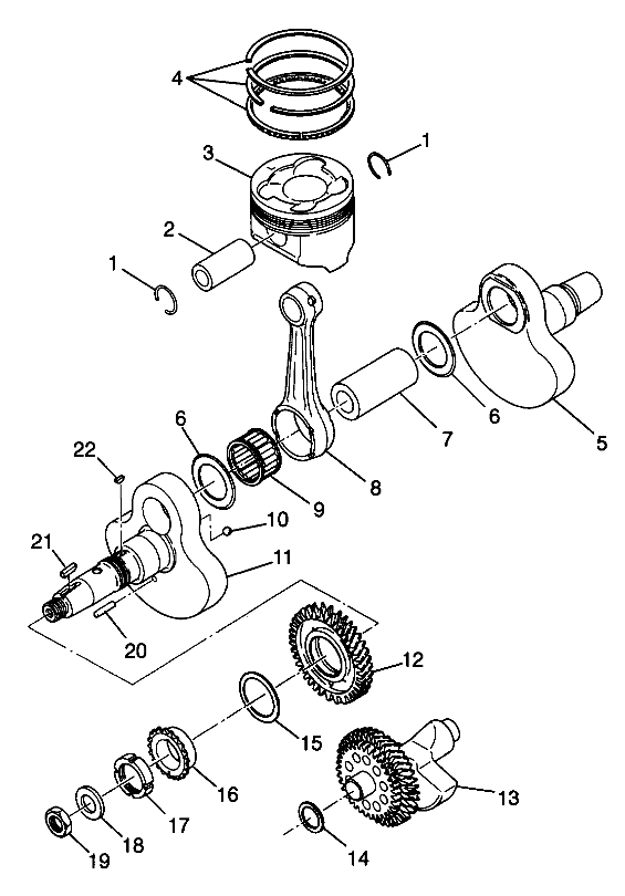 CRANKSHAFT and PISTON - W98AC42A (4945214521D005)