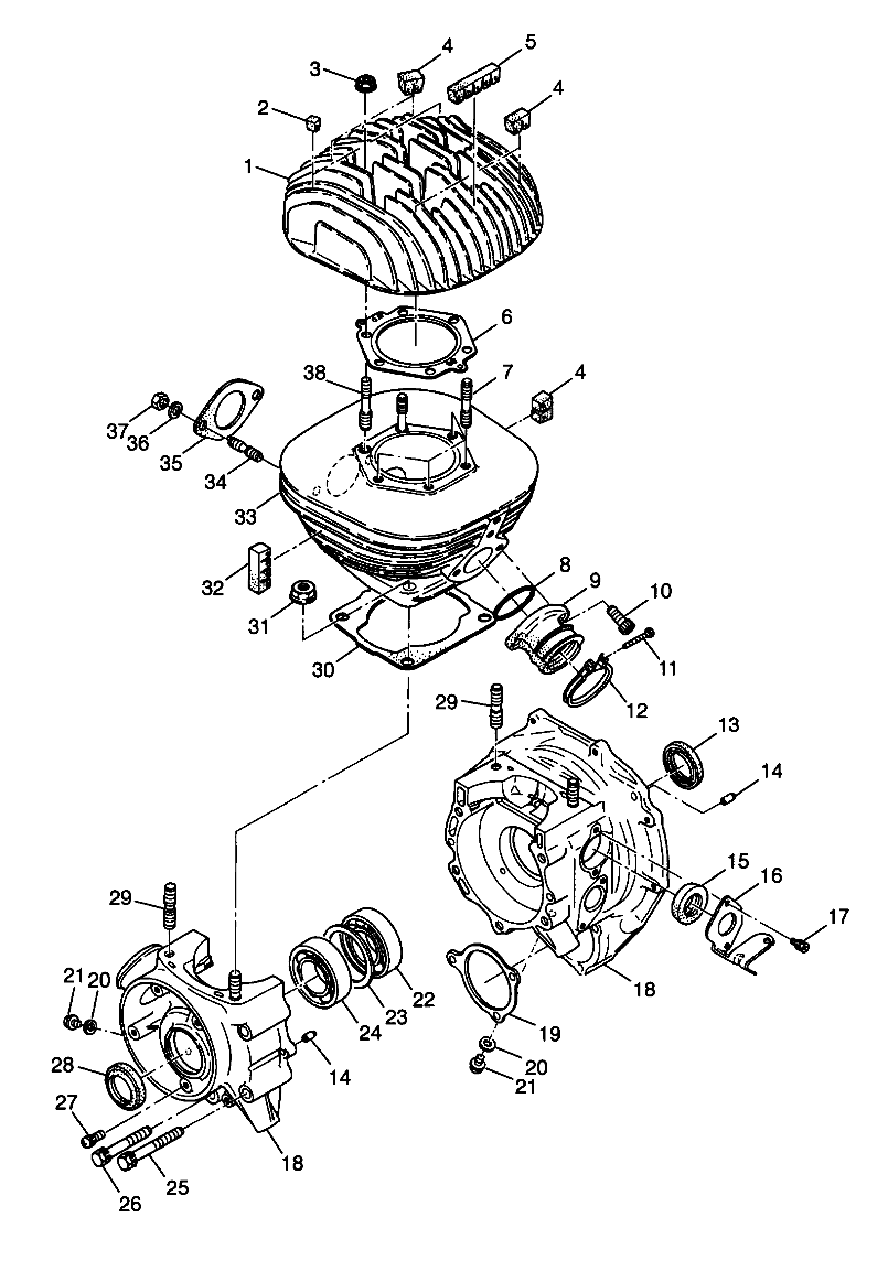 CRANKCASE and CYLINDER XPLORER 300 W98CC28C (4945264526C013)