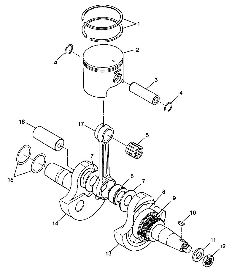 CRANKSHAFT and PISTON XPLORER 300 W98CC28C (4945264526D001)