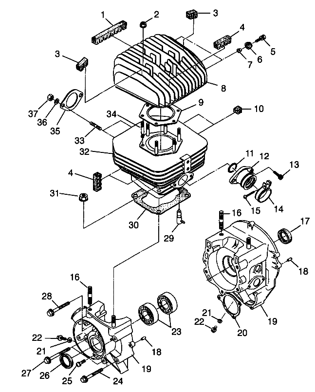 CRANKCASE and CYLINDER Trail Boss W98AA25C (4945314531C007)